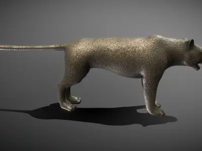 Leopard Bronze Statue Low-poly 3D model