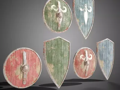 Medieval shields Free low-poly 3D model