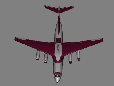 Passenger Plane Airbus Qatar Airways Low-poly 3D model
