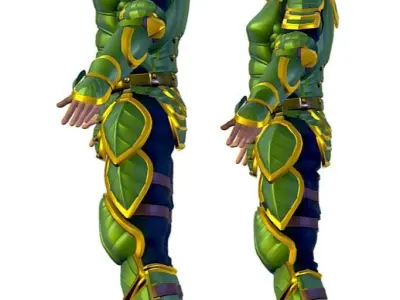 Subdivision 3D Men The Knight in Green Armor Low-poly 3D model