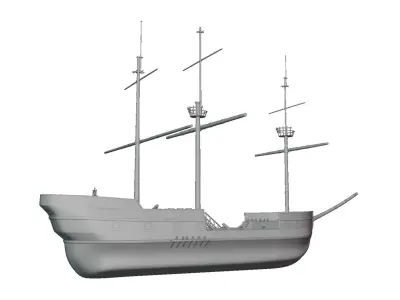 Galleon BattleShip Low-poly 3D model