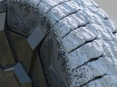 Snowy Tesla Cybertruck Wheel Low-poly 3D model