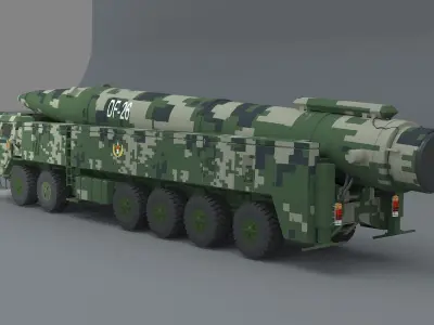Chinese Army Dongfeng 26 Medium and long range missile 3D model