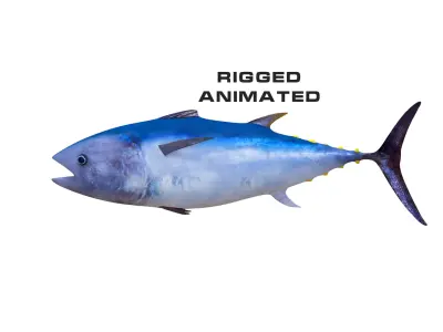 Low-Poly Tuna Animated Free low-poly 3D model