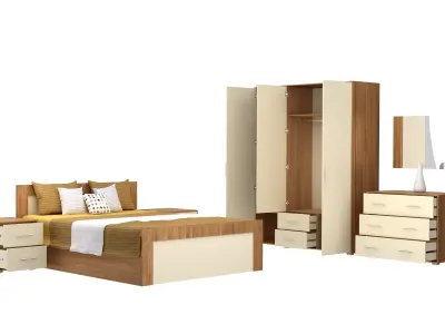 Bedroom furniture set Free low-poly 3D model purchase