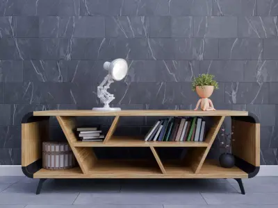 Modern Bookcase - TV Stand Cabinet 3D Model Free 3D model