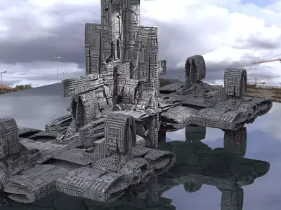 Spaceship spaceport base 3D model
