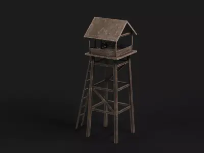Post Apocalyptic Watch Tower Low-poly 3D model