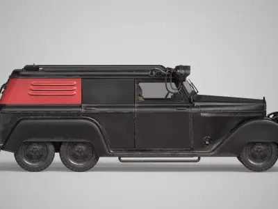 WW2 Armored officers Car 6x6  Military Vehicle  Game Ready  PBR Low-poly 3D model