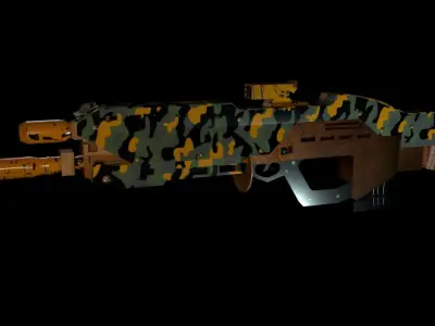Camo Gun Low-poly 3D model