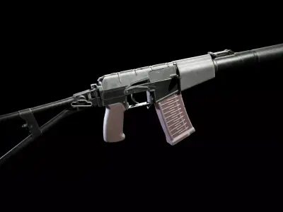 PBR - ASVAL Assault Rifle - Game-Ready 3D Asset Low-poly 3D model