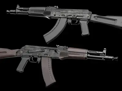 AK-105 AK-102 AK-104 Kalashnikov Assault Rifles Game Ready Low-poly 3D model