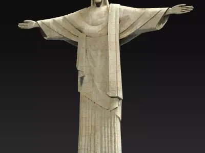 Christ statue Low-poly 3D model