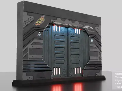 Low Poly Sci-Fi Blast Door Game Ready Low-poly 3D model
