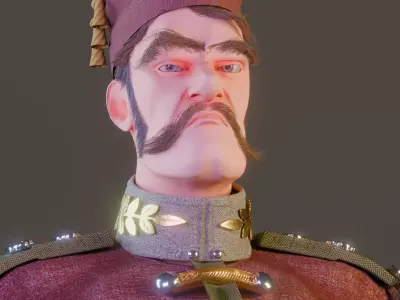 Marshal Vezdan Stylized Military Officer Character Low-poly 3D model