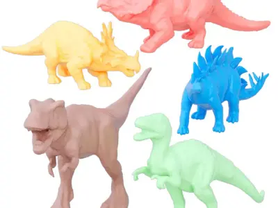 Collection of colored dinosaurs 3D model