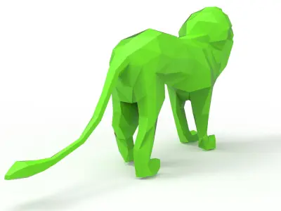 Low poly standing lion Low-poly 3D model