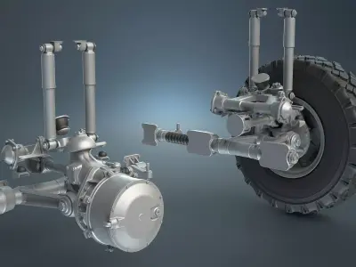 BTR-4E or BTR-80 Suspension and Wheel High-Poly 3D model