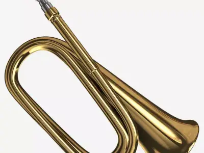 Bugle golden trumpet 3D model