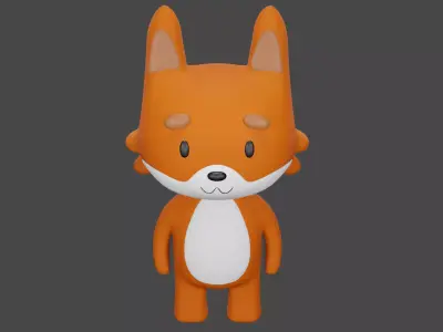 Cartoon Fox Low-poly 3D model