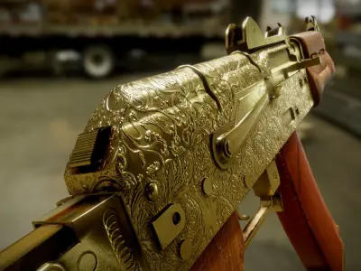 Gold AKS-74U Free low-poly 3D model