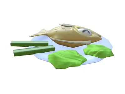 Cooked fish  Low-poly 3D model