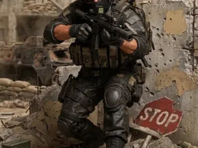 Night Strike Operator STL Modern Tactical Combat Statue Model 3D print model