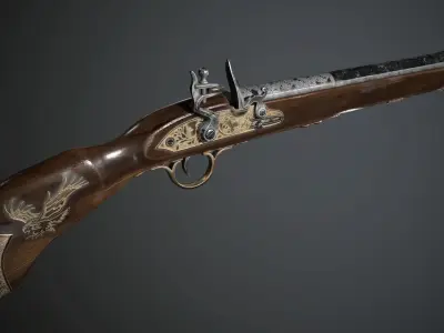 Spanish Flintlock Musketoon - model and textures Low-poly 3D model