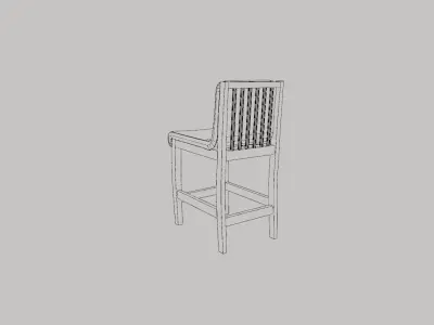 Modern Wooden Kitchen Chair - Padded Fabric Seat Free low-poly 3D model