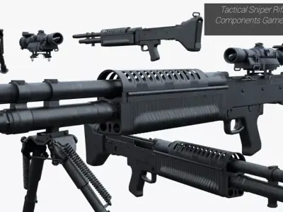 Tactical Sniper Rifle  Modular Components Game-Ready PBR Low-poly 3D model