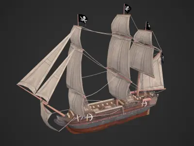 Galleon Ship Low-poly 3D model