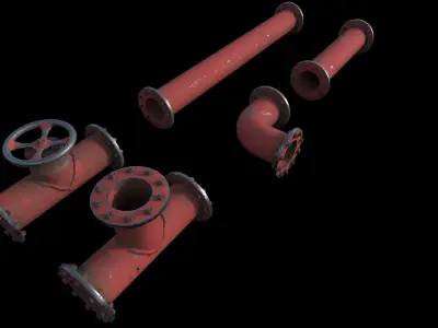 Industrial Pipes with 4K PBR texture -city props 3- Low-poly 3D model