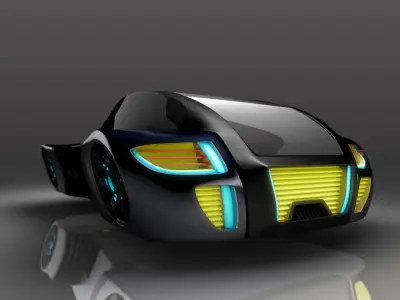 Hover car Set 4in1 Low-poly 3D model