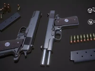 Army pistol Low-poly 3D model