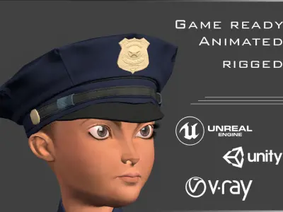 Policeman Character - Ella Low-poly 3D model