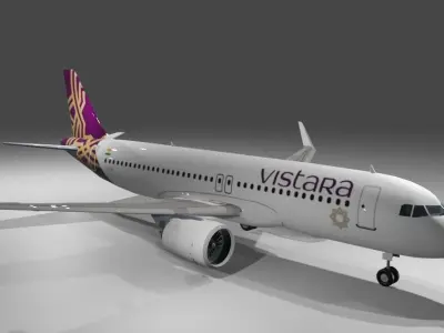 Vistara Airbus a320neo 3D model Low-poly 3D model