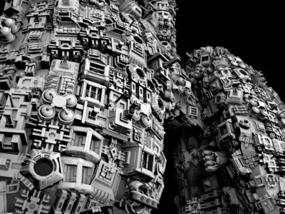 Human Lungs shaped Spaceship Low-poly 3D model