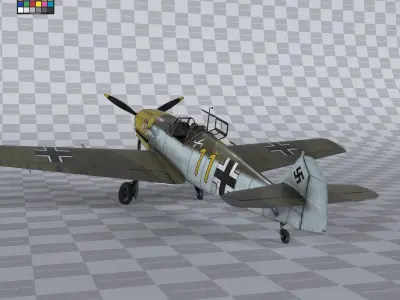 Messerschmitt BF109 German Fighter Airplane Desert V2 3D model