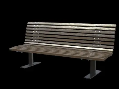 Public Bench V-02 Low-poly 3D model
