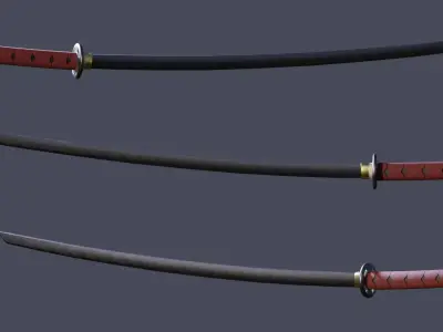 Free Low Poly Katana Game Ready PBR Sword Free low-poly 3D model