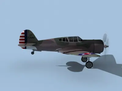 Curtiss P-36C Hawk V07 USAAF 3D model