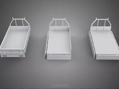 OPEN CLOSED TRUCK BACK 3 WAY WIDE DECK DROP SIDE LOAD BED PICKUP 3D model