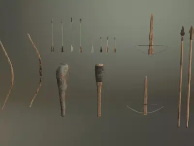 Medieval Tools and Weapons 3D Asset Pack Low-poly 3D model