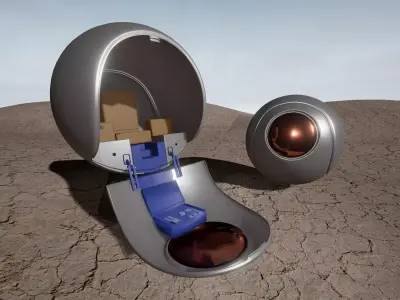 Spaceship 4 silver and copper ball Low-poly 3D model