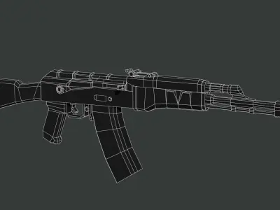AK 74 Lowpoly gun In 4 colors Low-poly 3D model
