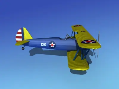 Stearman PT-17 Kaydet Trainer V02 3D model
