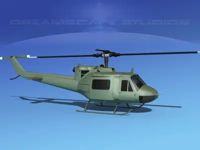 Bell UH-1B Iroquois Unmarked Military 3D model