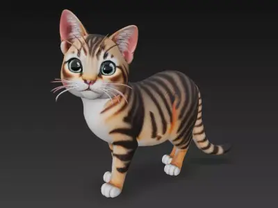 Cat Realistic 3D Model Basic - Low Poly Realistic Low-poly 3D model
