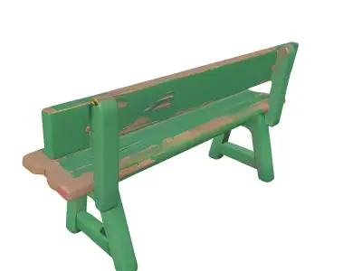 Worn Wooden Bench 3D Model 3D model