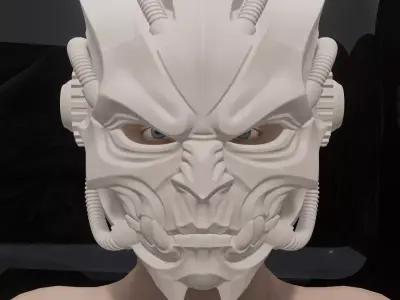 Cyberpunk Samurai Half-Mask 3D print model
